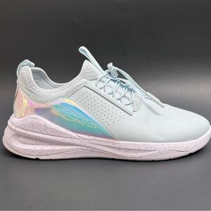 Light Blue Women's Athletic Sneakers with Iridescent Accent